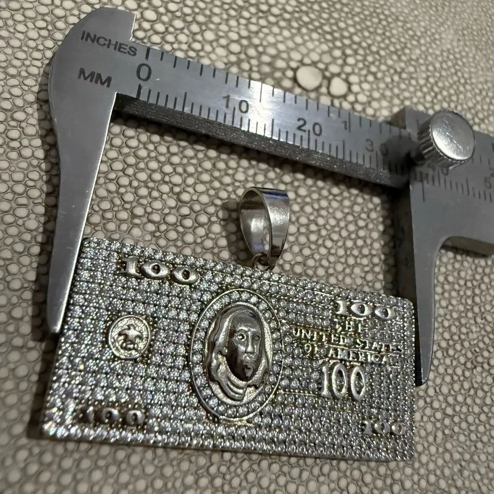 ICY $100 BILL PENDANT – .925 SILVER